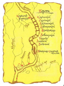 Карта Запорожских порогов
