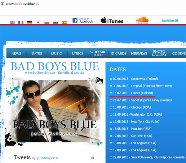 График выступлений Bad Boys Blue